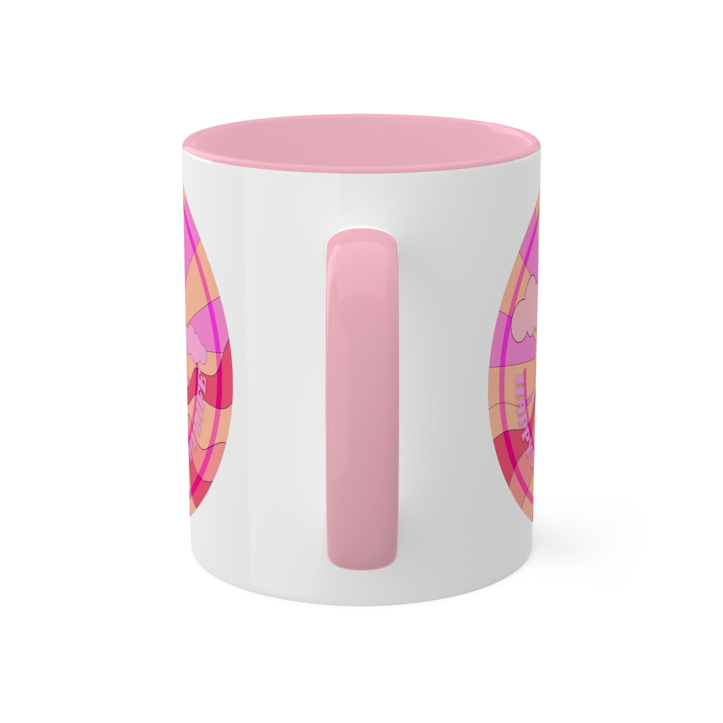 Retro Happy Spirit Happy Life Aesthetic Mug, Smile Face Mug, Trendy Coffee Mug, Tumblr Mug, Aesthetic Happy Life Gift, Aesthetic Pink Mug