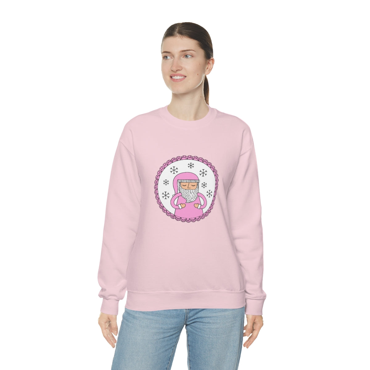 Pink Santa Claus Sweatshirt, Pink Santa Sweatshirt, Trendy Noel Minimalist Christmas Sweatshirt, Xmas Santa Crewneck Top, Pastel Holiday