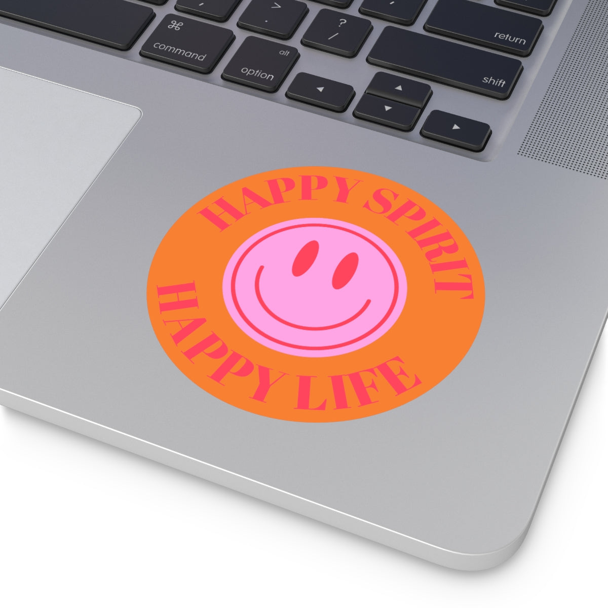 Happy Spirit Happy Life Round Vinyl Stickers, UV Smiley Stickers, Smile Sticker, Tumblr Retro Smile, VSCO Girl, Computer, Skateboard