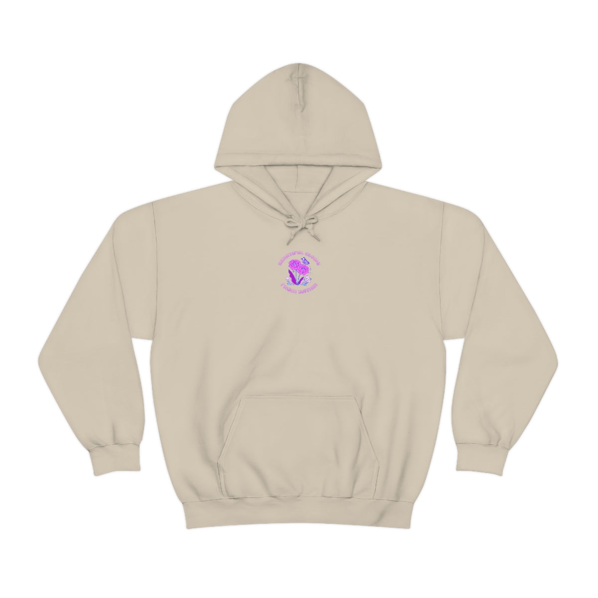 Beautiful Glows from Within Purple Flower Hoodie, Aesthetic Oversized Hoodie, Front Back Print Trendy Sweatshirt, Beach Lake Cover Up