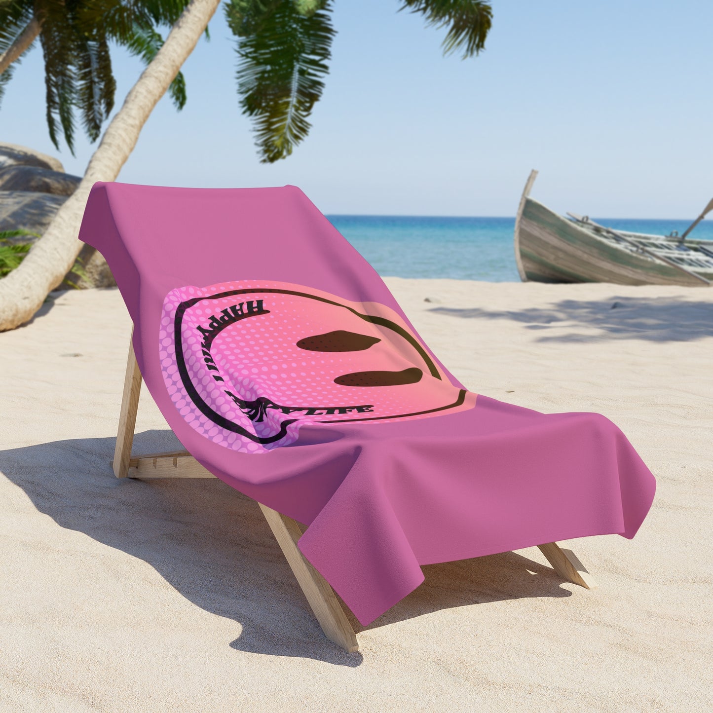Aesthetic Smile Beach Towel, Happy Spirit Happy Life Towel, Sunset Smile Towel, Trendy Neon Ombre Towel, Summer Towel, Mental Health Towel