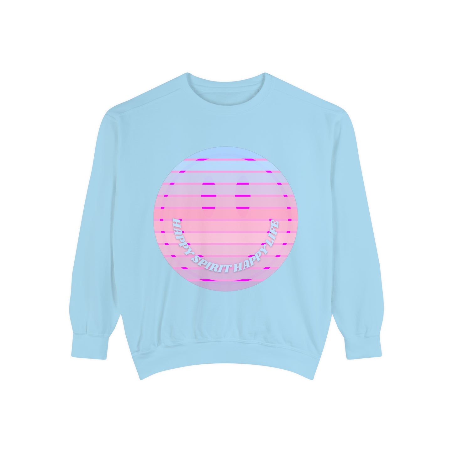 Aesthetic Smile Hoodie, Smile Face Comfort Colors Crewneck, Happy Spirit Happy Life Sunset Smile Sweatshirt, Unisex Garment-Dyed Sweatshirt
