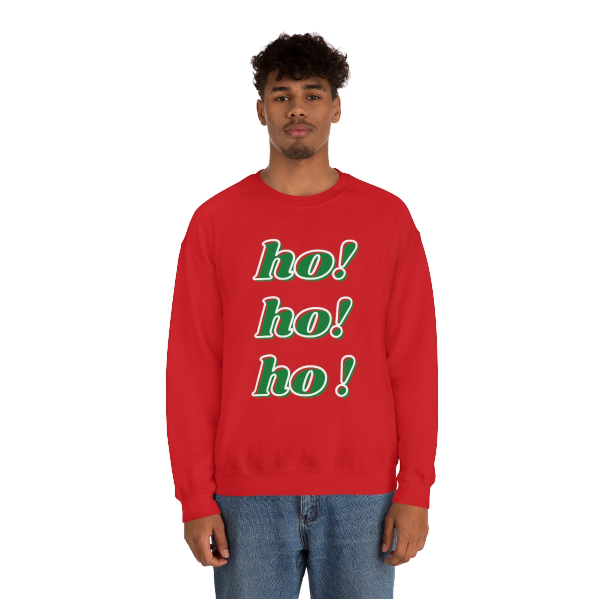Ho Ho Ho Sweatshirt, Christmas Minimalist Top, Santa Claus Sweatshirt Xmas, Trendy Retro Font Holiday Unisex Heavy Blend Crewneck Sweatshirt