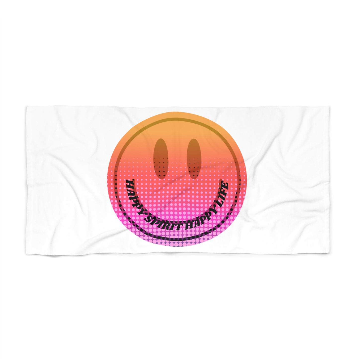 Aesthetic Smile Beach Towel, Happy Spirit Happy Life Towel, Sunset Smile Towel, Trendy Neon Ombre Towel, Summer Towel, Mental Health Towel