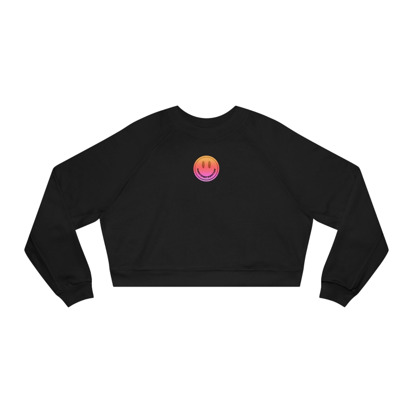 Aesthetic Cropped Sweatshirt, Smile Face Crop Top, Happy Spirit Happy Life Sunset Smile Cropped Top, Women's Cropped Fleece Pullover