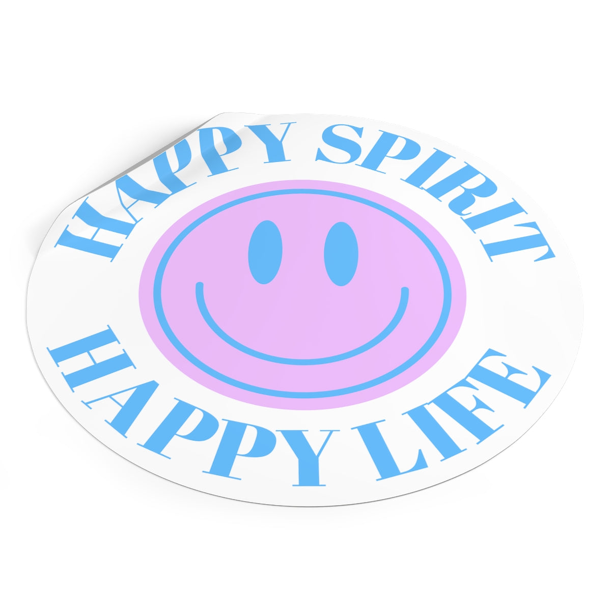Happy Spirit Happy Life Round Vinyl Stickers, UV Smiley Stickers, Smile Sticker, Tumblr Retro Smile, VSCO Girl, Computer, Skateboard, Bumper