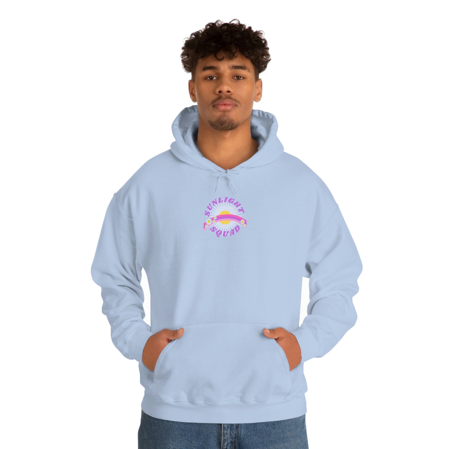Retro Smile Flower Pink Purple Lavender Lilac Hoodie, Sunlight Squad Sweatshirt, Back Graphic Hoodie, VSCO Girl Oversized Trendy Tumblr Top