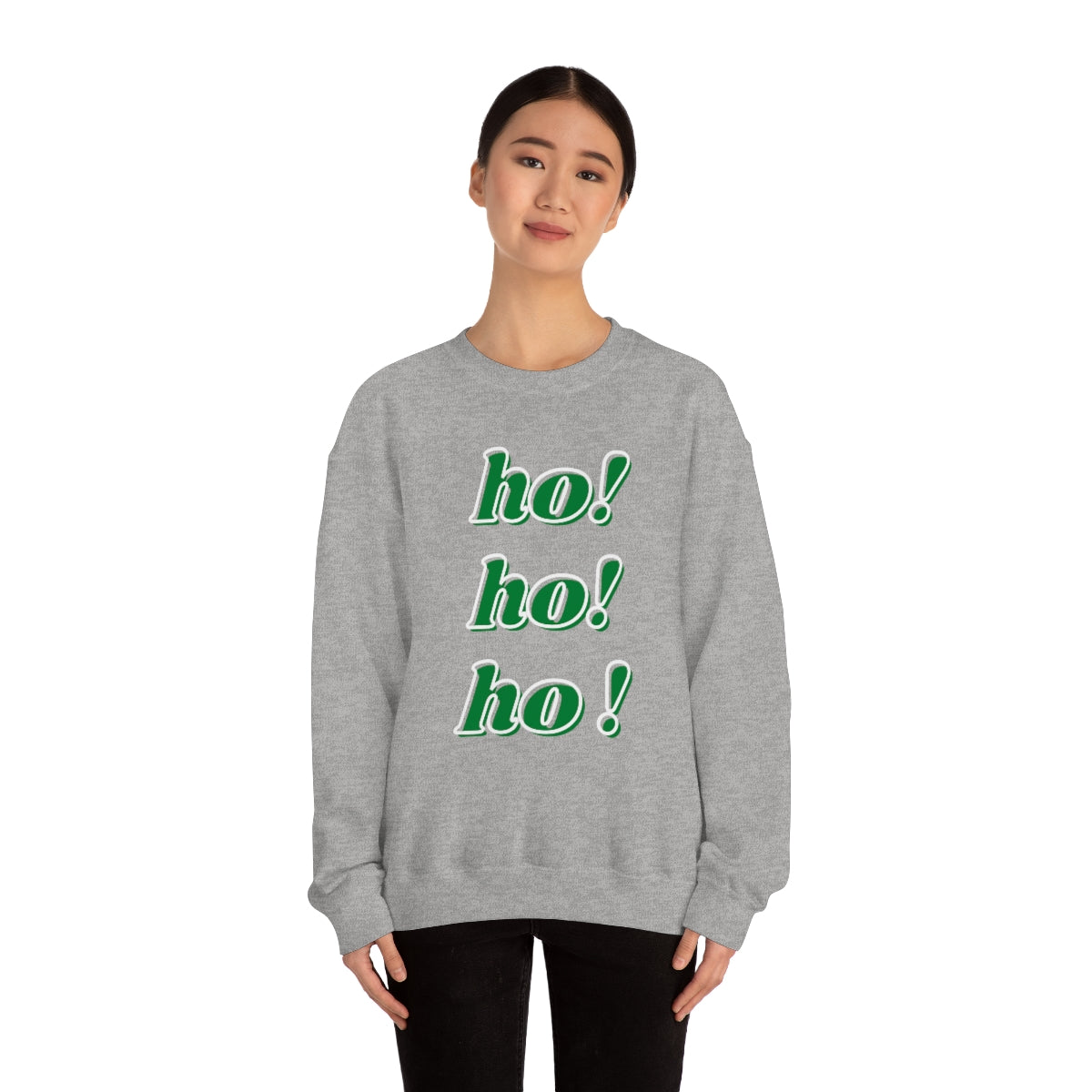 Ho Ho Ho Sweatshirt, Christmas Minimalist Top, Santa Claus Sweatshirt Xmas, Trendy Retro Font Holiday Unisex Heavy Blend Crewneck Sweatshirt