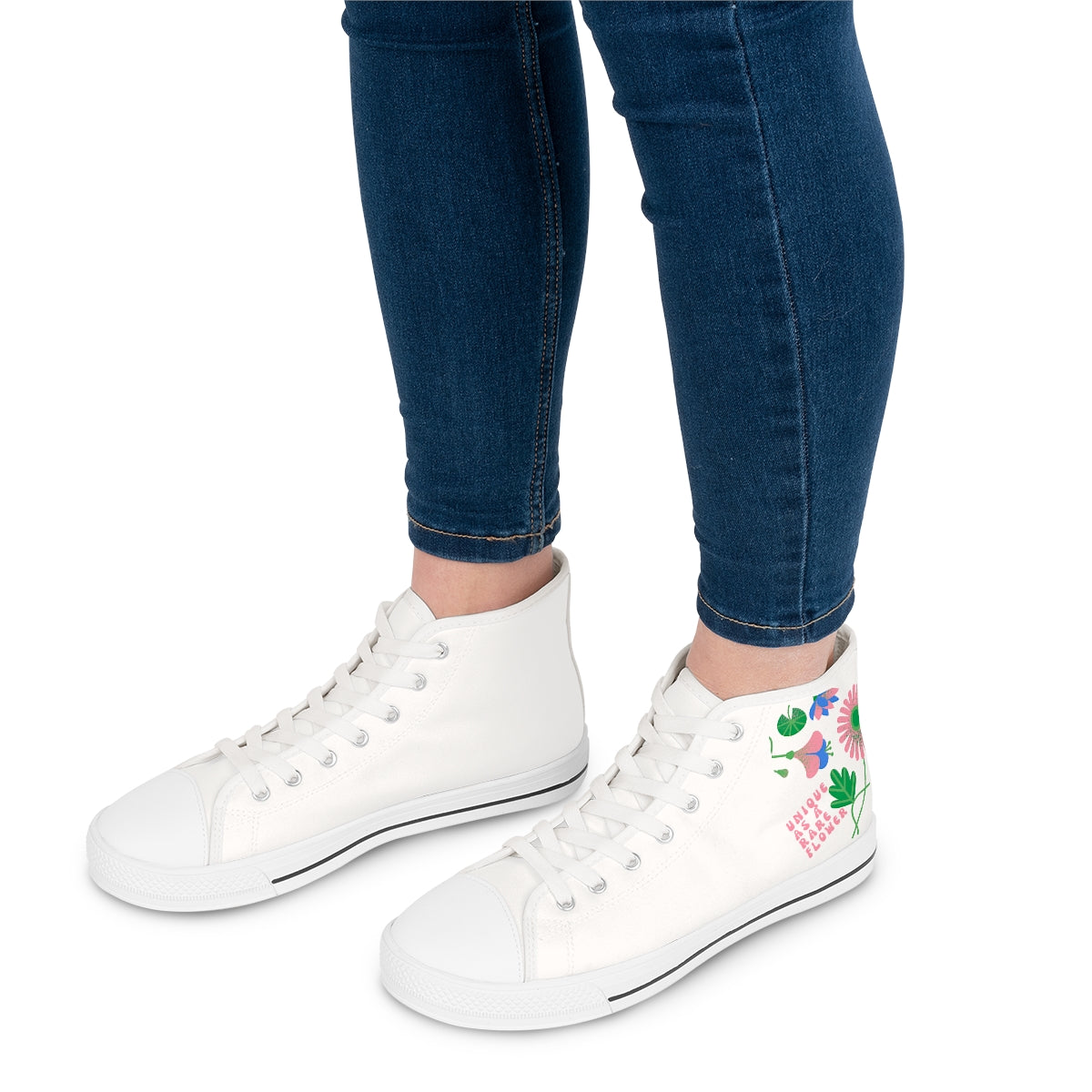 Plant Theme Sneakers, Unique as a Rare Flower Sneakers, Canvas Flower Print Chucks, Positivity High Tops