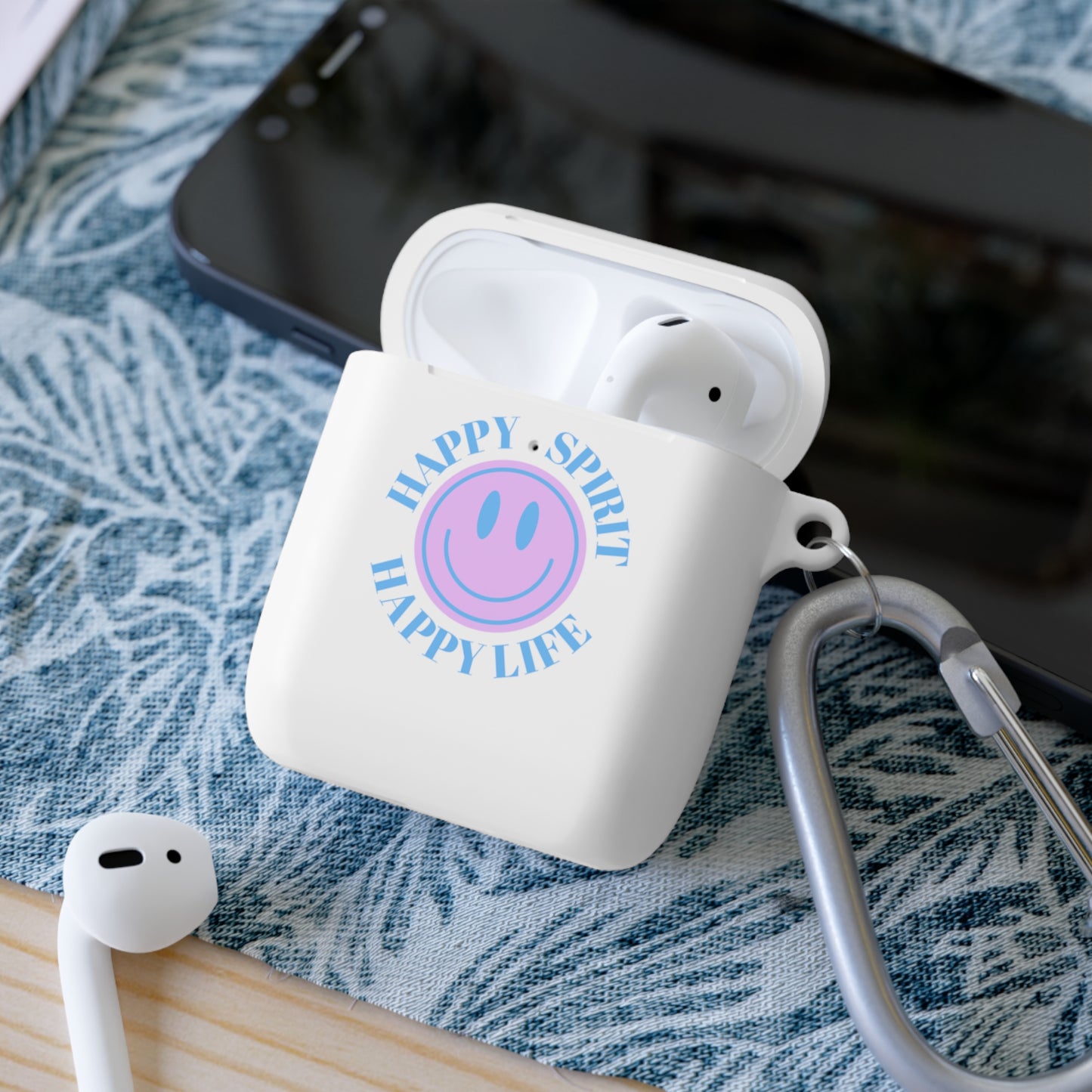 Happy Spirit Happy Life AirPods and AirPods Pro Case Cover, AirPods and AirPods Pro Case Cover, VSCO girl, Aesthetic Smile Protector Case