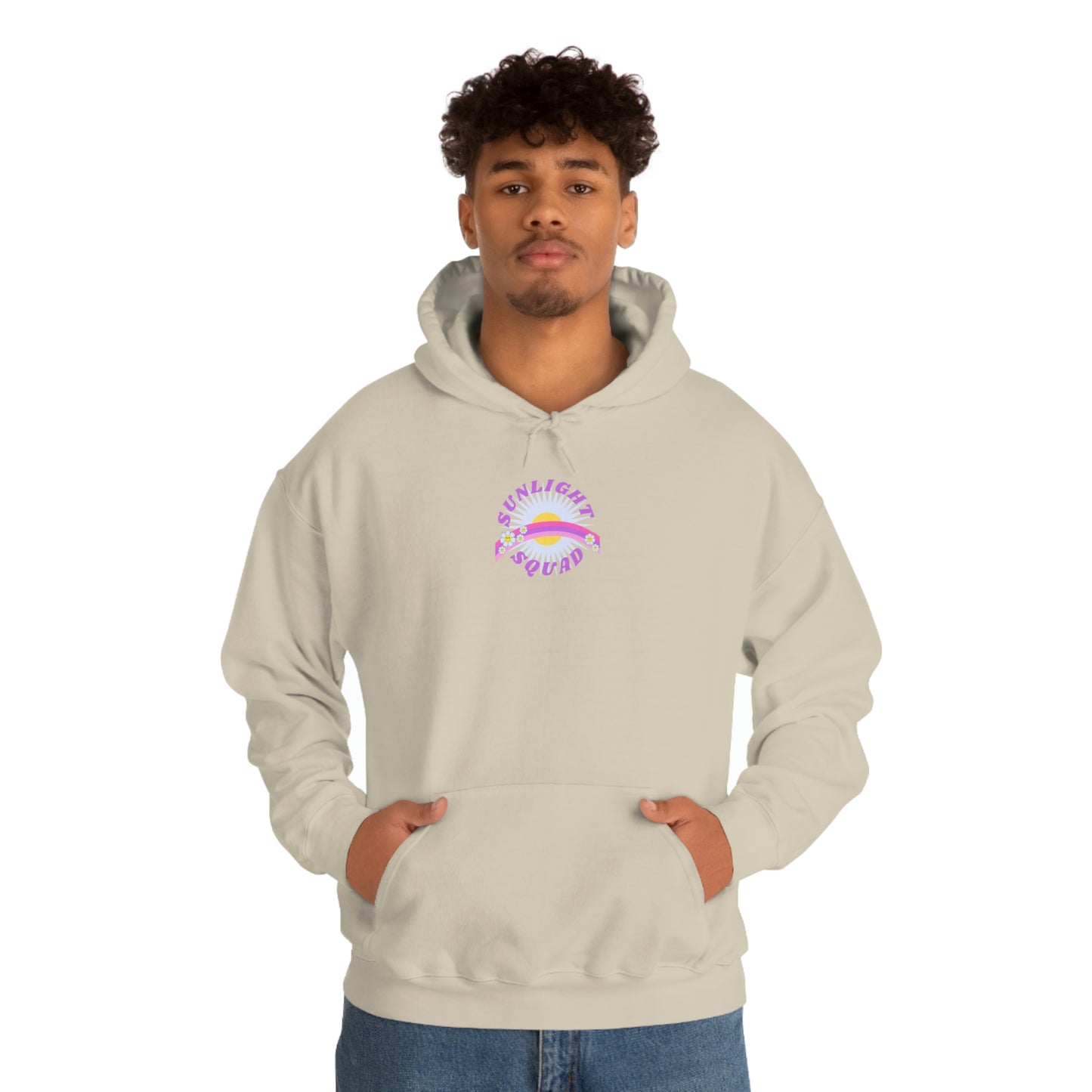 Retro Smile Flower Pink Purple Lavender Lilac Hoodie, Sunlight Squad Sweatshirt, Back Graphic Hoodie, VSCO Girl Oversized Trendy Tumblr Top