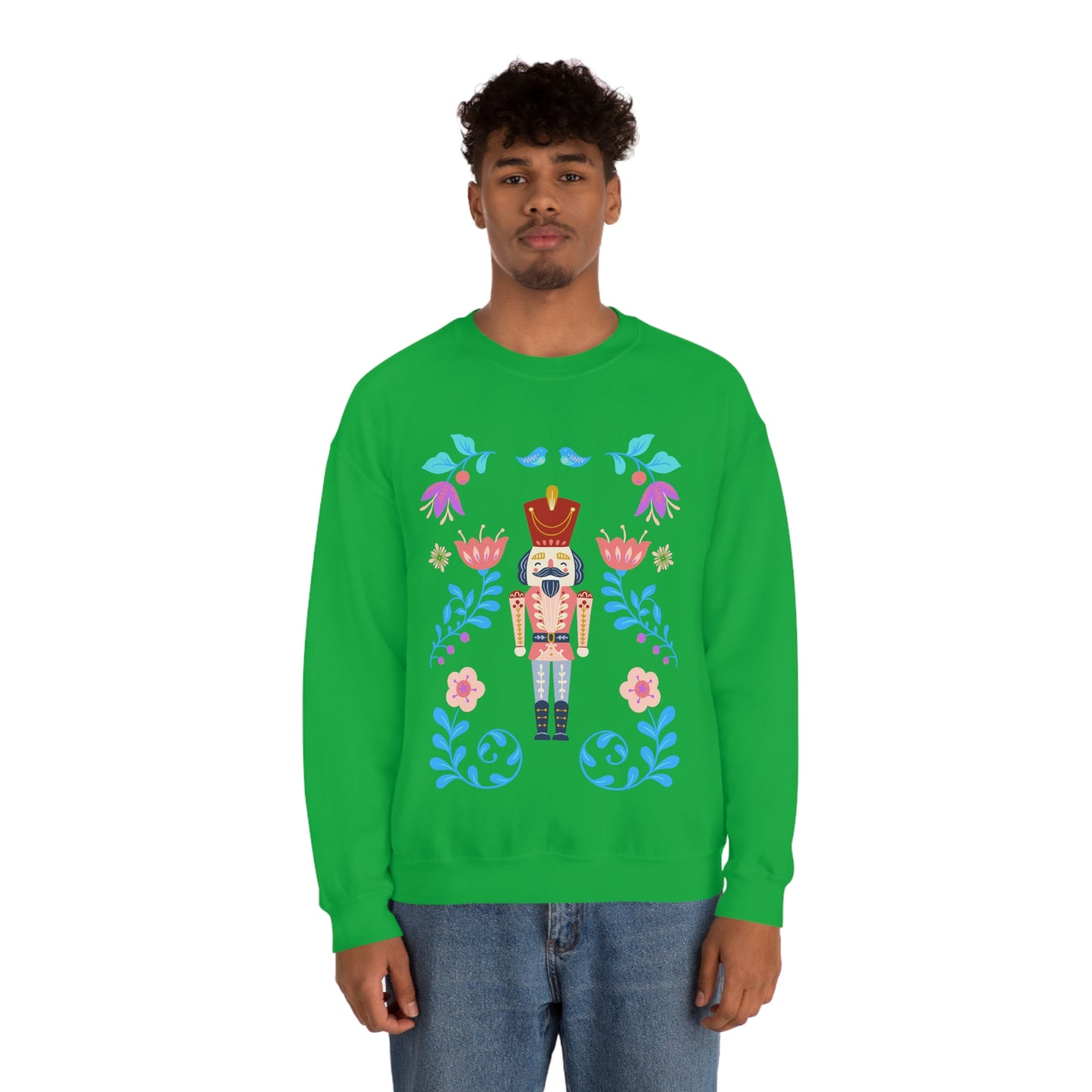 Nutcracker Modern Sweatshirt, Blue Nutcracker Sweatshirt, Trendy Christmas Minimalist Sweatshirt, Xmas Crewneck Bright Color Crew