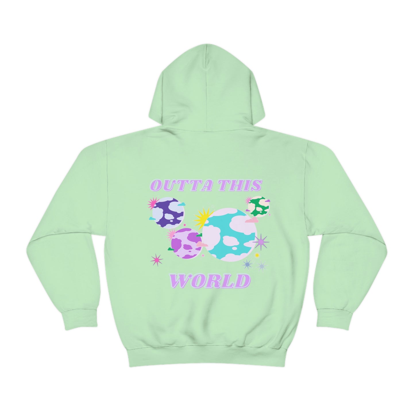 Retro Outta This World Lilac Orchid Lavender Graphic Hoodie, VSCO Girl Sweatshirt, Tumblr Hoodie, Oversized Trendy Back Print Top Rare Color