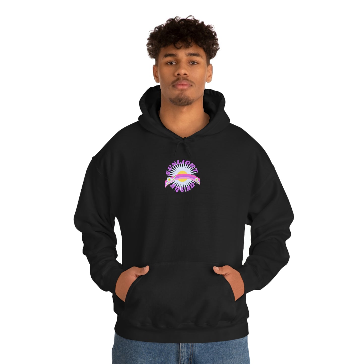 Retro Smile Flower Pink Purple Lavender Lilac Hoodie, Sunlight Squad Sweatshirt, Back Graphic Hoodie, VSCO Girl Oversized Trendy Tumblr Top