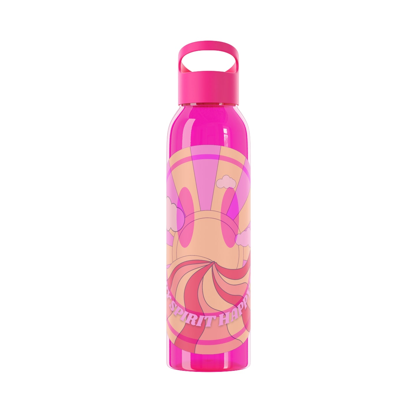 Aesthetic Happy Spirit Happy Life Water Bottle, Aesthetic Pink Bottle, Smile Face, Trendy Tumblr Bottle, Happy Mind Tumbler, BPA Fre