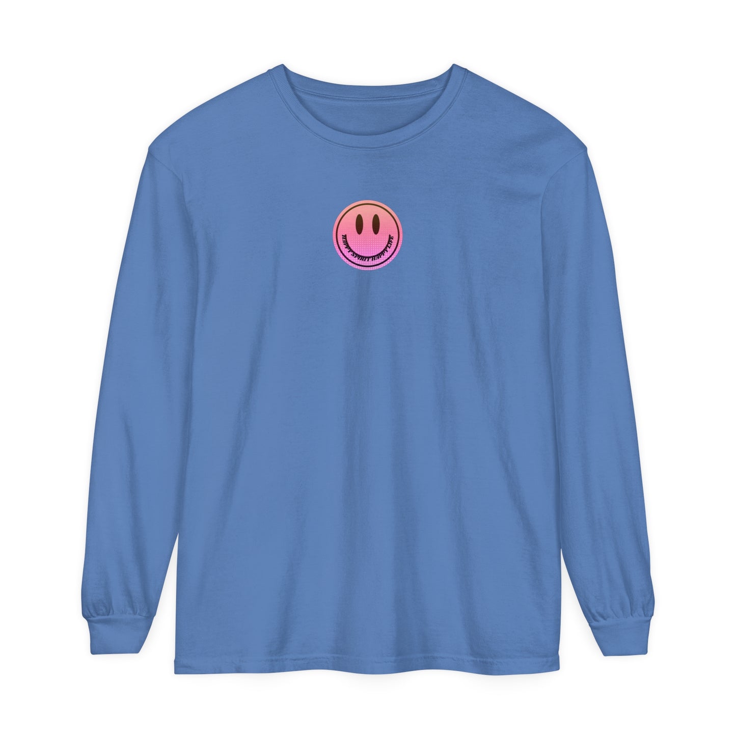 Aesthetic Long Sleeve Shirt, Smile Face Y2K Retro Shirt, 80's Style Smile Graphic, Comfort Colors Unisex Garment-dyed Long Sleeve T-Shirt