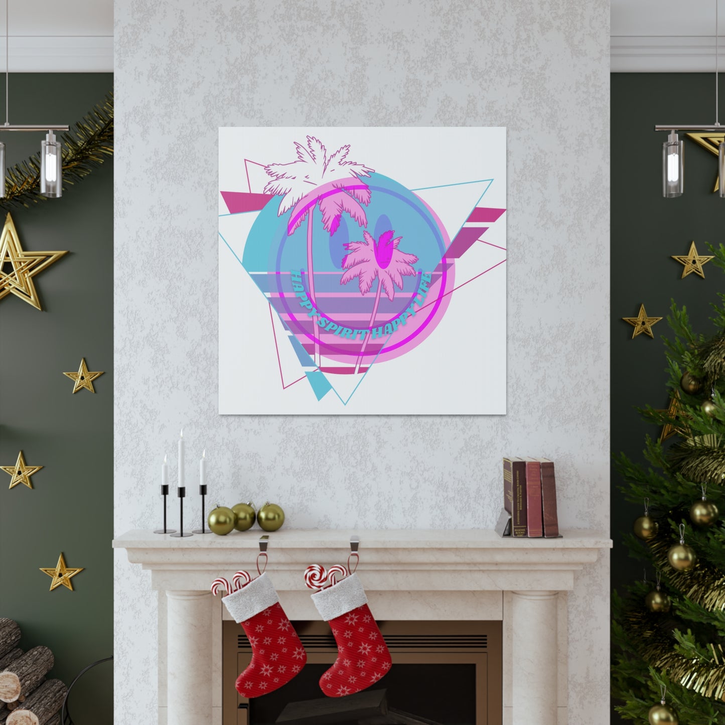 Smile Face Wall Art, Aesthetic Smile Face Gallery Canvas Wrap, Sunset Wall Art, Bedroom Wall Art, Pink Smile Decoration, Home Decoration