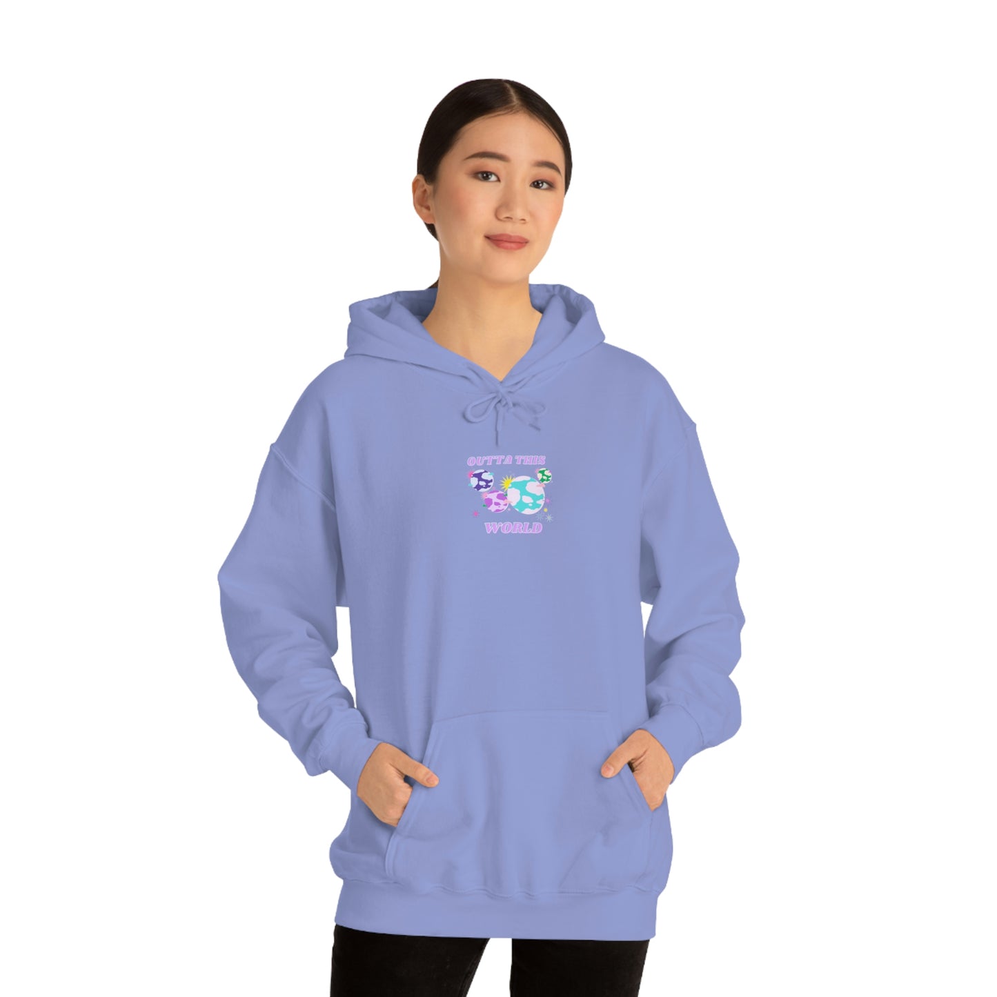Retro Outta This World Lilac Orchid Lavender Graphic Hoodie, VSCO Girl Sweatshirt, Tumblr Hoodie, Oversized Trendy Back Print Top Rare Color