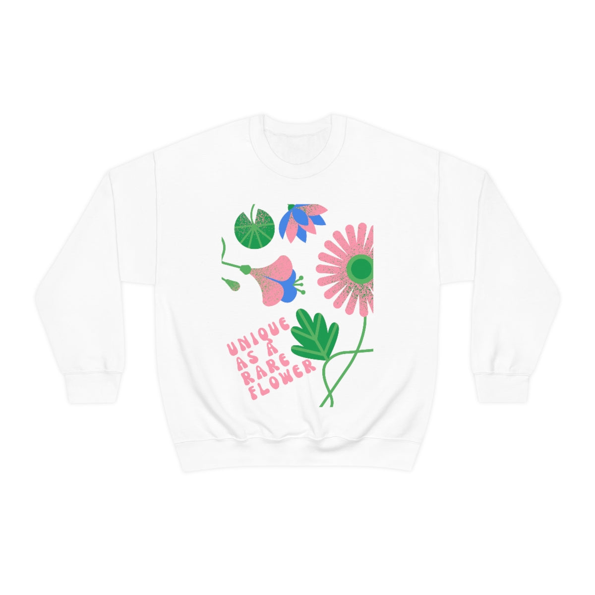 Retro Sweatshirt, Unique as a Rare Flower Top, Positivity Unisex Oversized Crewneck Sweatshirt, Flower Aesthetic Pink Plant Sweatshirt