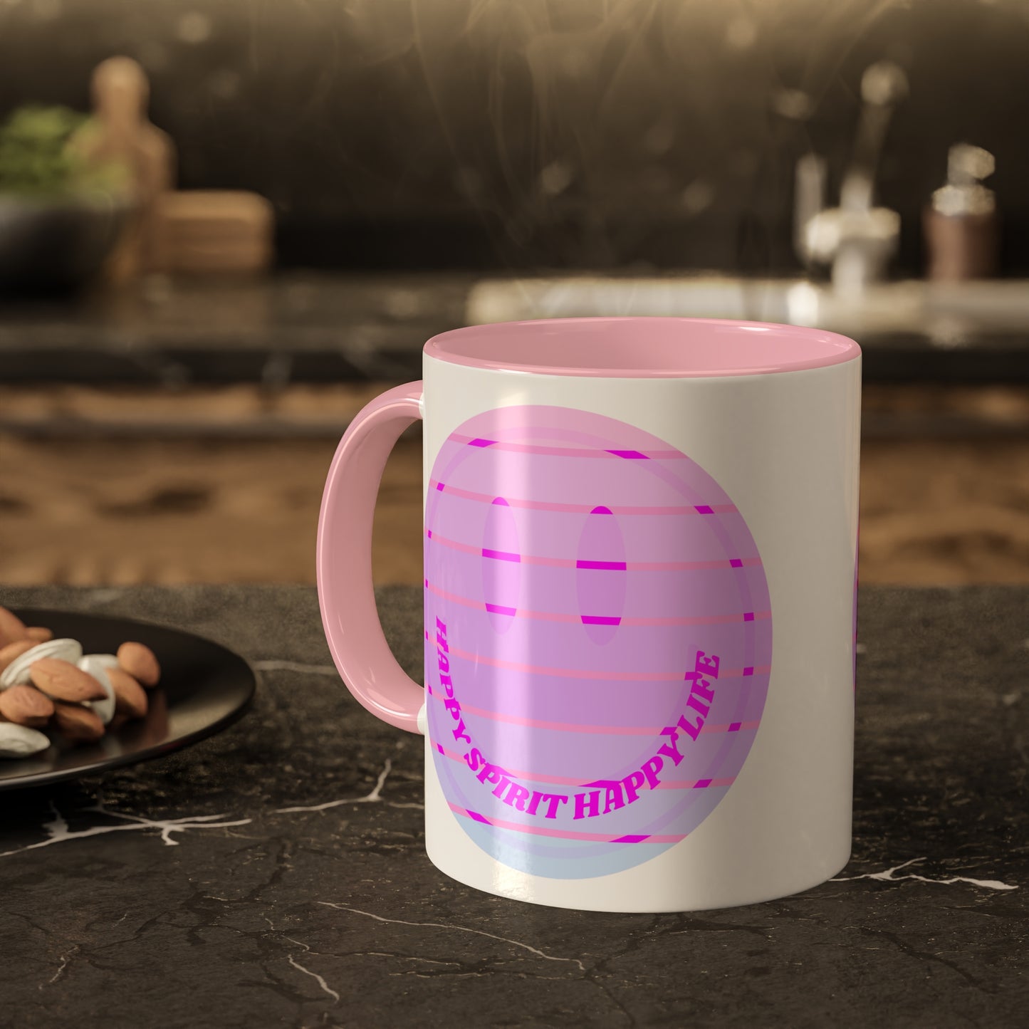 Retro Happy Spirit Happy Life Aesthetic Mug, Smile Face Mug, Trendy Coffee Mug, Tumblr Mug, Aesthetic Happy Life Gift, Aesthetic Mug
