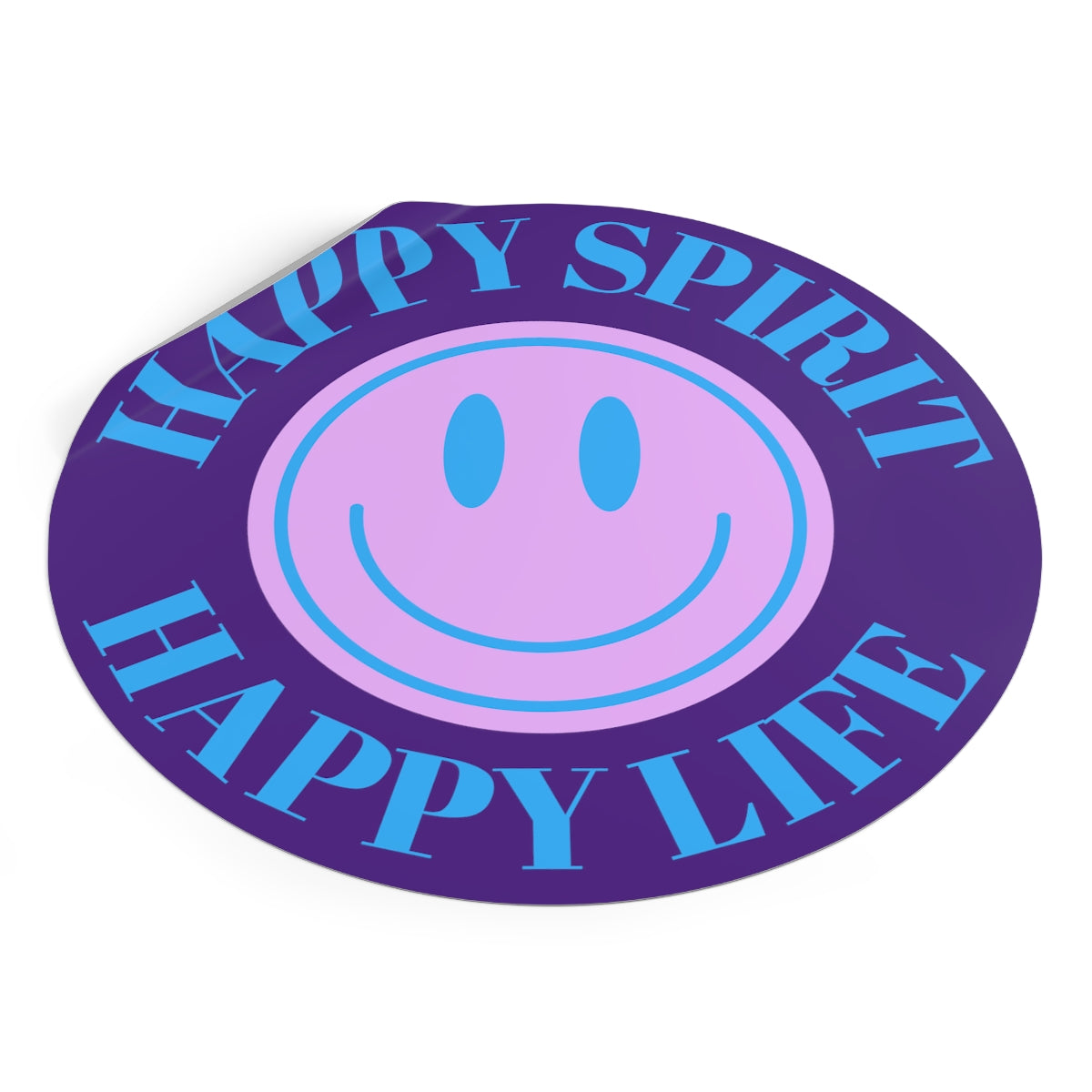 Happy Spirit Happy Life Round Vinyl Stickers, UV Smiley Stickers, Smile Sticker, Tumblr Retro Smile, VSCO Girl, Computer, Skateboard