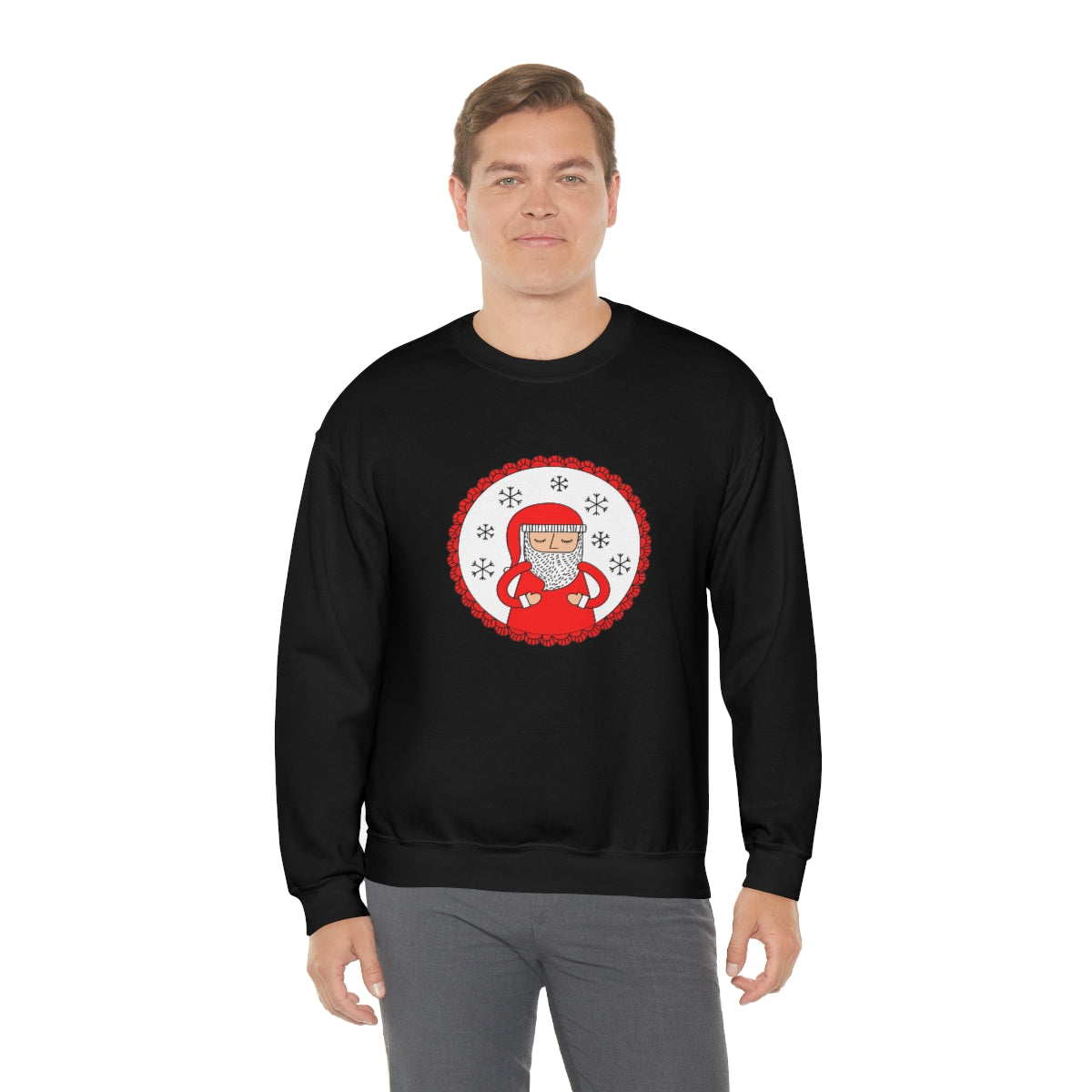 Minimalist Santa Claus Sweatshirt, Santa Sweatshirt, Trendy Noel Minimalist Christmas Sweatshirt, Xmas Santa Crewneck Top, Red Holiday Top