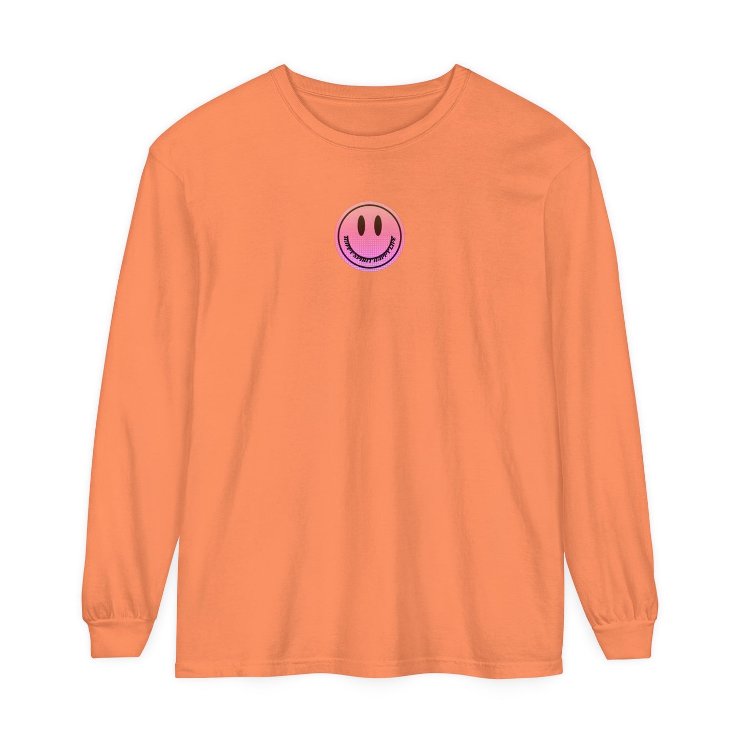 Aesthetic Long Sleeve Shirt, Smile Face Y2K Retro Shirt, 80's Style Smile Graphic, Comfort Colors Unisex Garment-dyed Long Sleeve T-Shirt