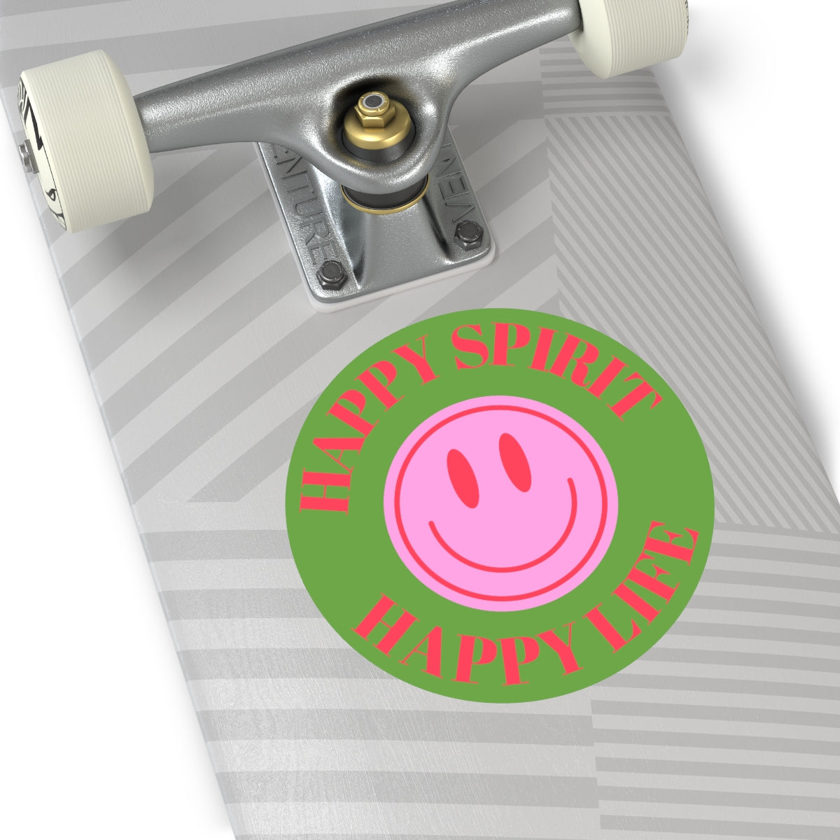 Happy Spirit Happy Life Round Vinyl Stickers, UV Smiley Stickers, Smile Sticker, Tumblr Retro Smile, VSCO Girl, Computer, Skateboard