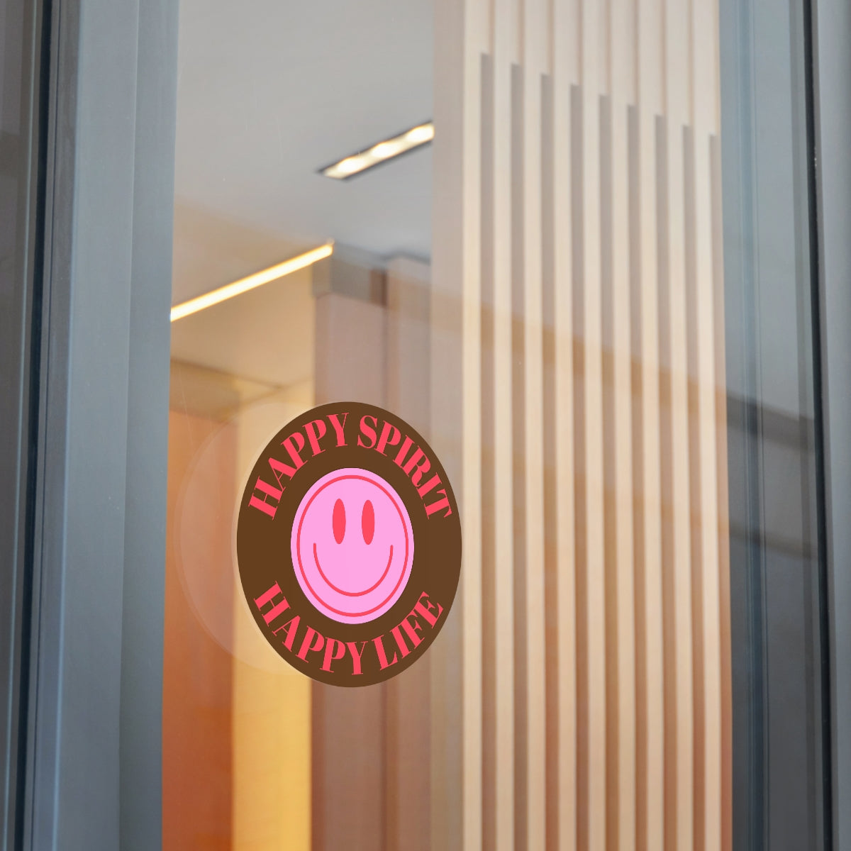 Happy Spirit Happy Life Round Vinyl Stickers, UV Smiley Stickers, Smile Sticker, Tumblr Retro Smile, VSCO Girl, Computer, Skateboard
