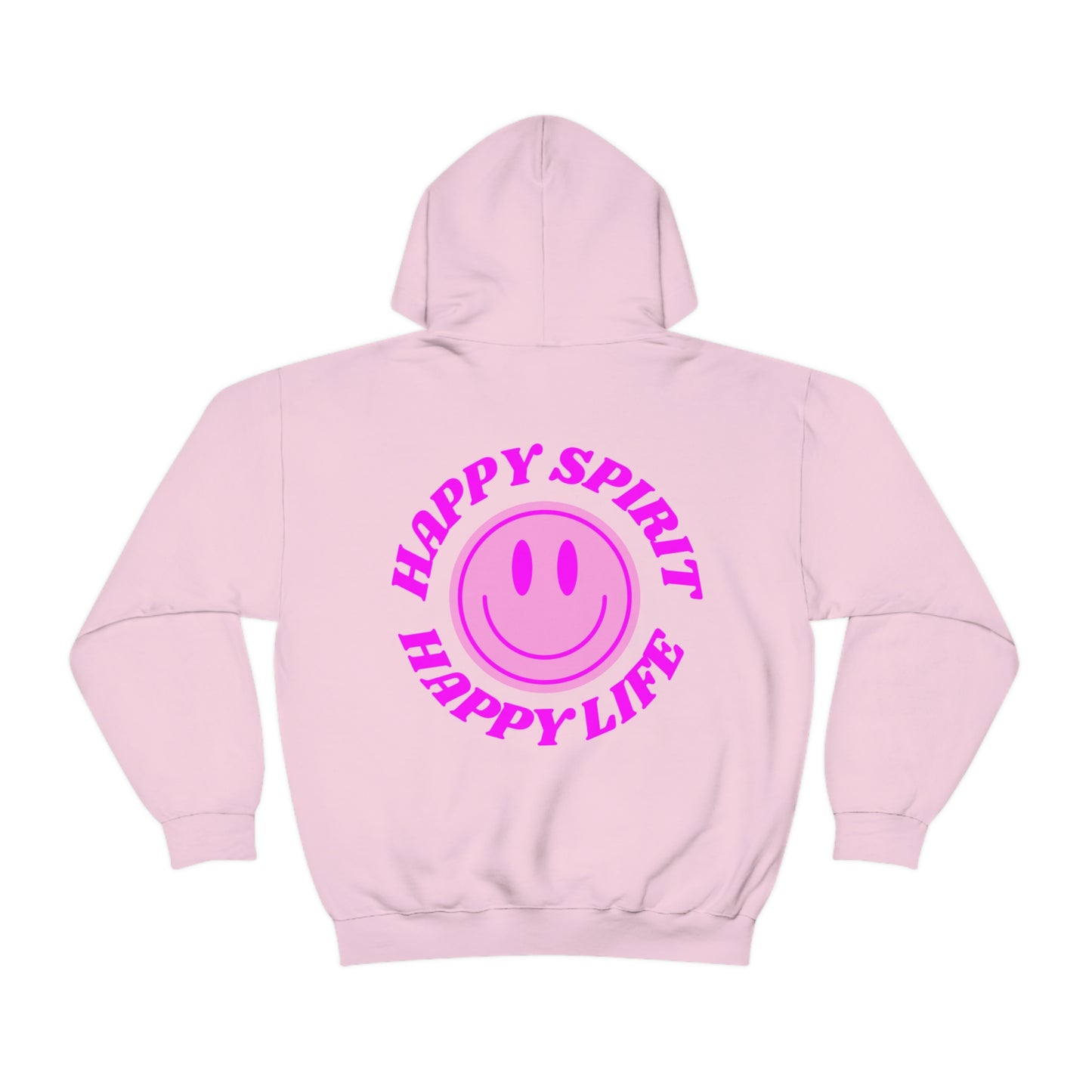 Happy Spirit Happy Life Sweatshirt, Gildan Retro Font Hoodie, Oversized Hoodie, Back Print Trendy Sweatshirt, Beach Cover Up, Lake Cover Up
