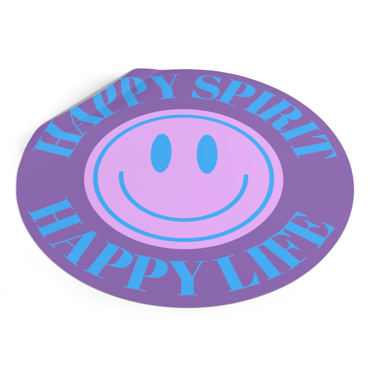 Happy Spirit Happy Life Round Vinyl Stickers, UV Smiley Stickers, Smile Sticker, Tumblr Retro Smile, VSCO Girl, Computer, Skateboard