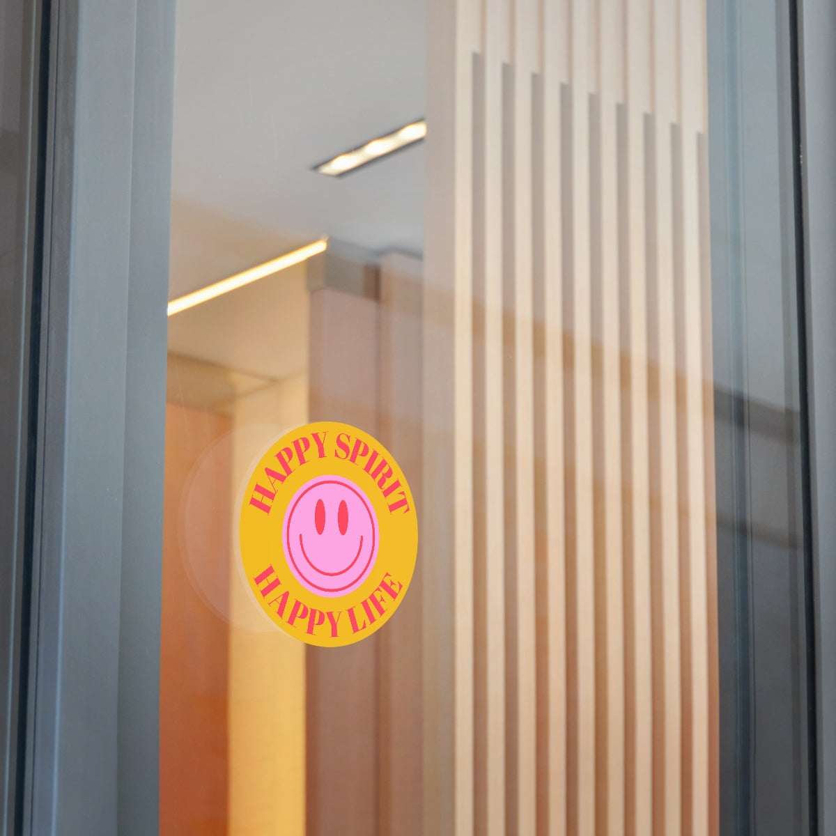 Happy Spirit Happy Life Round Vinyl Stickers, UV Smiley Stickers, Smile Sticker, Tumblr Retro Smile, VSCO Girl, Computer, Skateboard