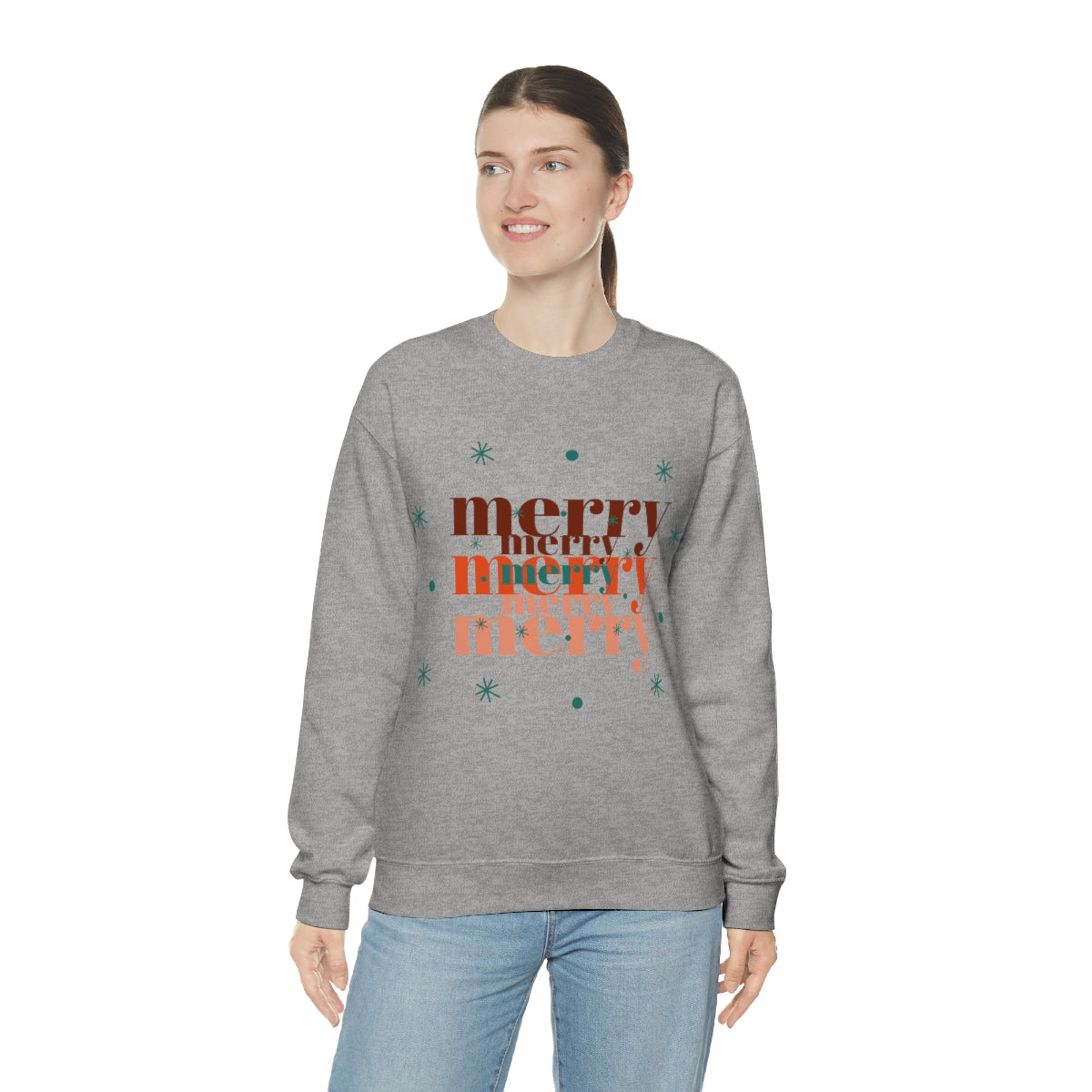 Merry Merry Merry, Christmas, Holiday Sweatshirt, Minimalist Sweatshirt, Oversized VSCO Girl, Tumblr, Unisex Heavy Blend Crewneck