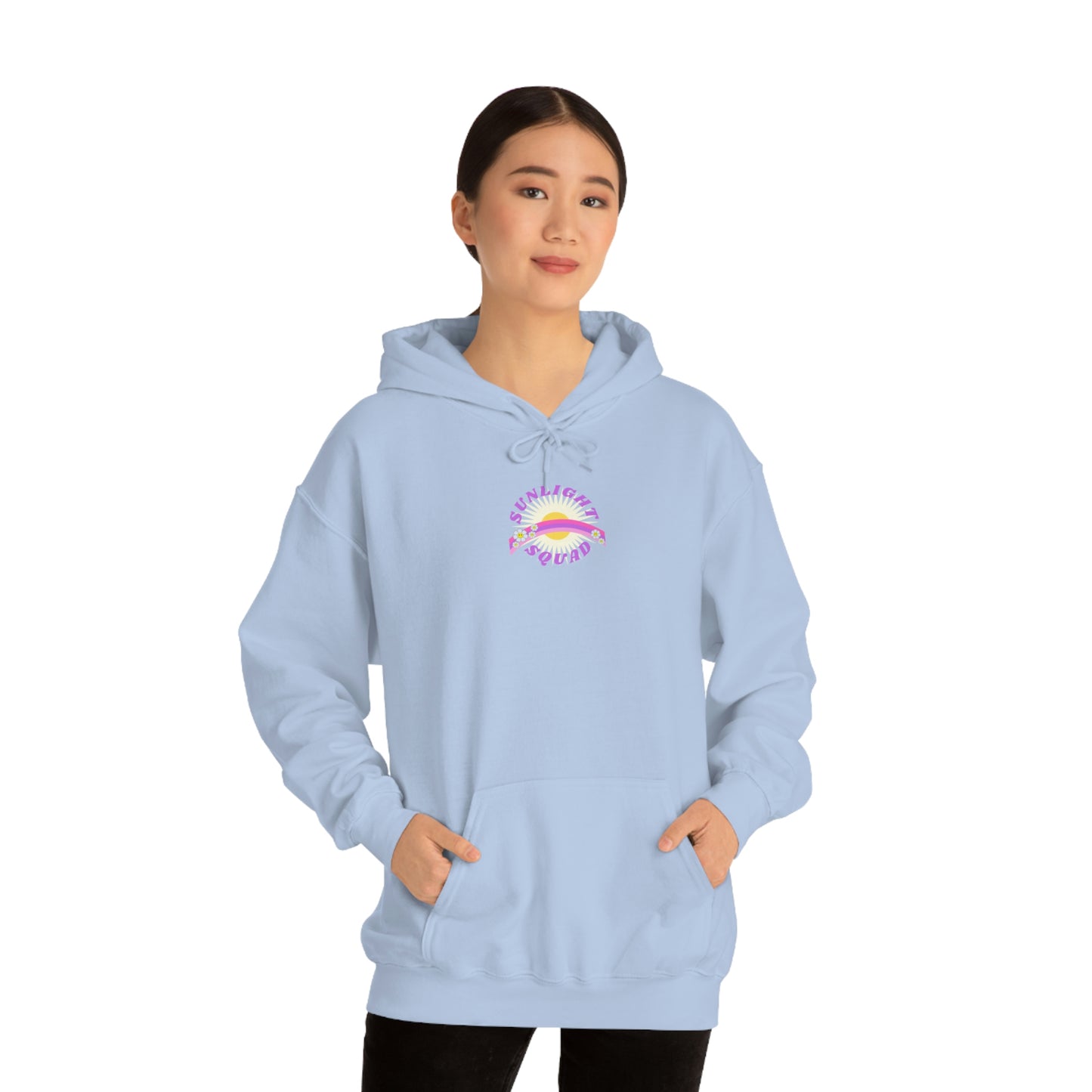 Retro Smile Flower Pink Purple Lavender Lilac Hoodie, Sunlight Squad Sweatshirt, Back Graphic Hoodie, VSCO Girl Oversized Trendy Tumblr Top