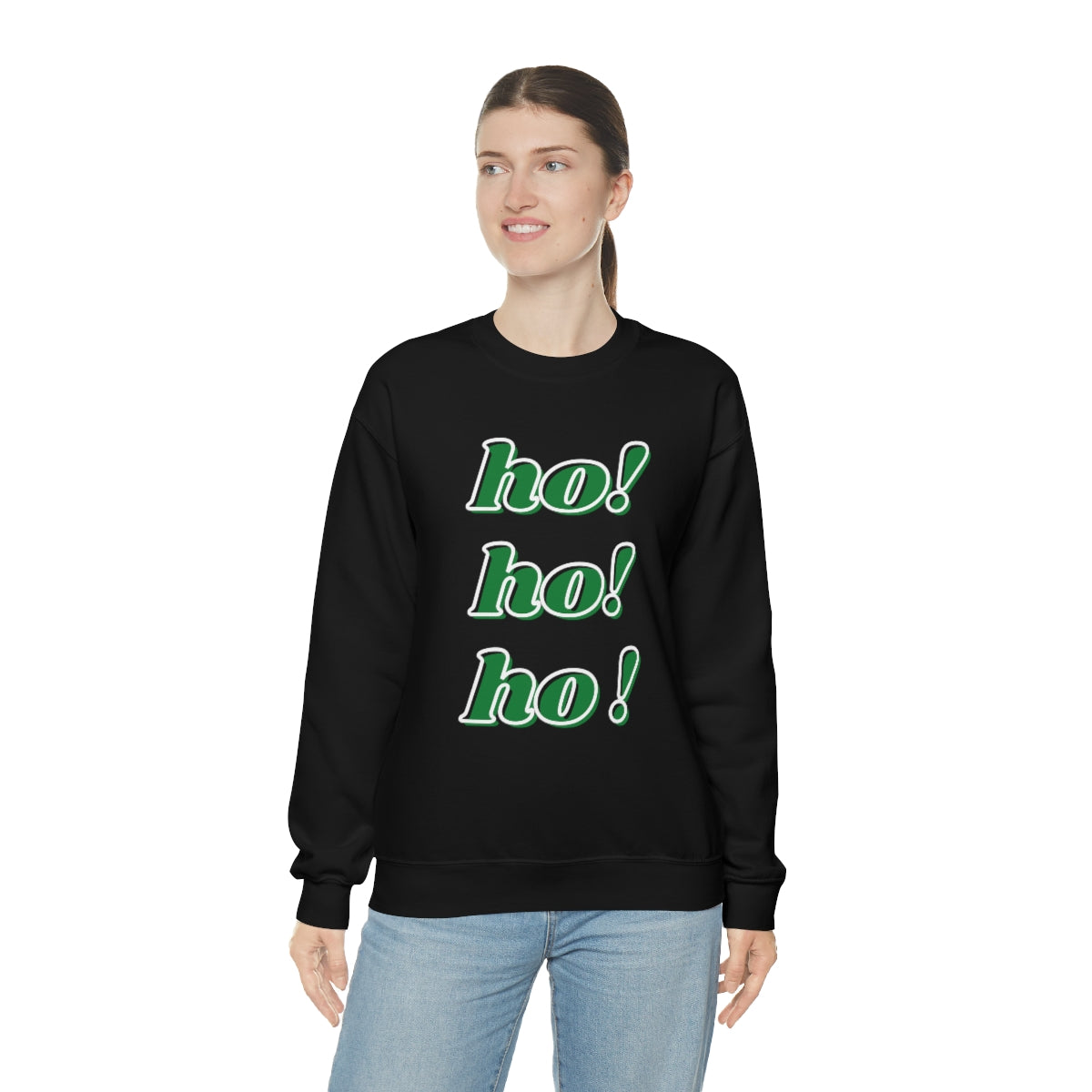 Ho Ho Ho Sweatshirt, Christmas Minimalist Top, Santa Claus Sweatshirt Xmas, Trendy Retro Font Holiday Unisex Heavy Blend Crewneck Sweatshirt