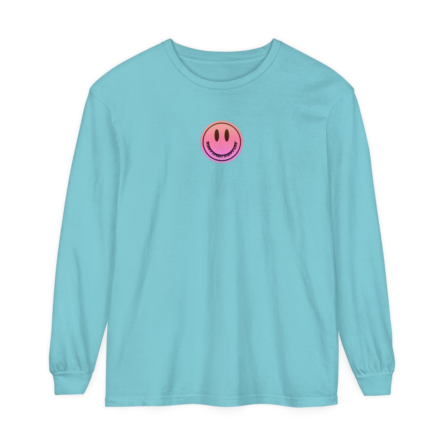 Aesthetic Long Sleeve Shirt, Smile Face Y2K Retro Shirt, 80's Style Smile Graphic, Comfort Colors Unisex Garment-dyed Long Sleeve T-Shirt