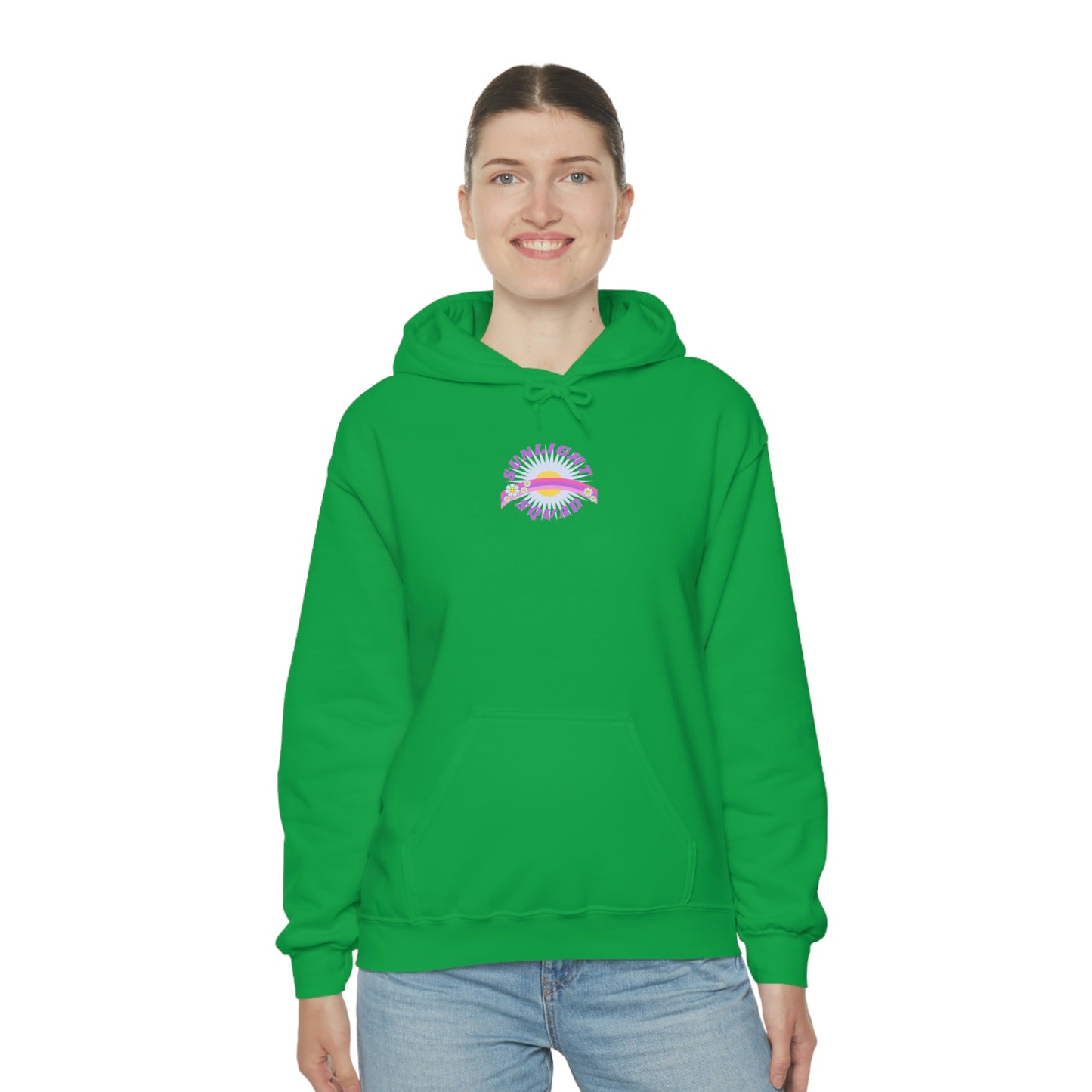 Retro Smile Flower Pink Purple Lavender Lilac Hoodie, Sunlight Squad Sweatshirt, Back Graphic Hoodie, VSCO Girl Oversized Trendy Tumblr Top
