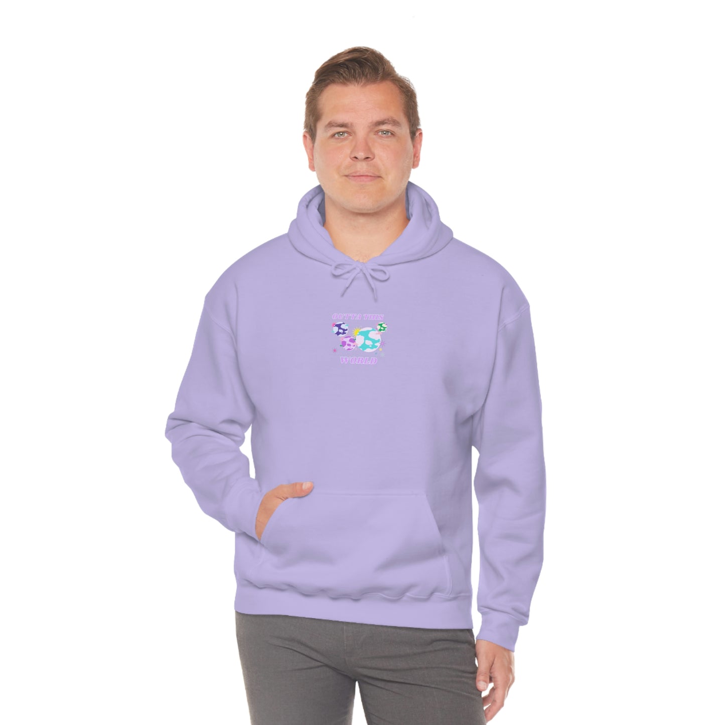 Retro Outta This World Lilac Orchid Lavender Graphic Hoodie, VSCO Girl Sweatshirt, Tumblr Hoodie, Oversized Trendy Back Print Top Rare Color