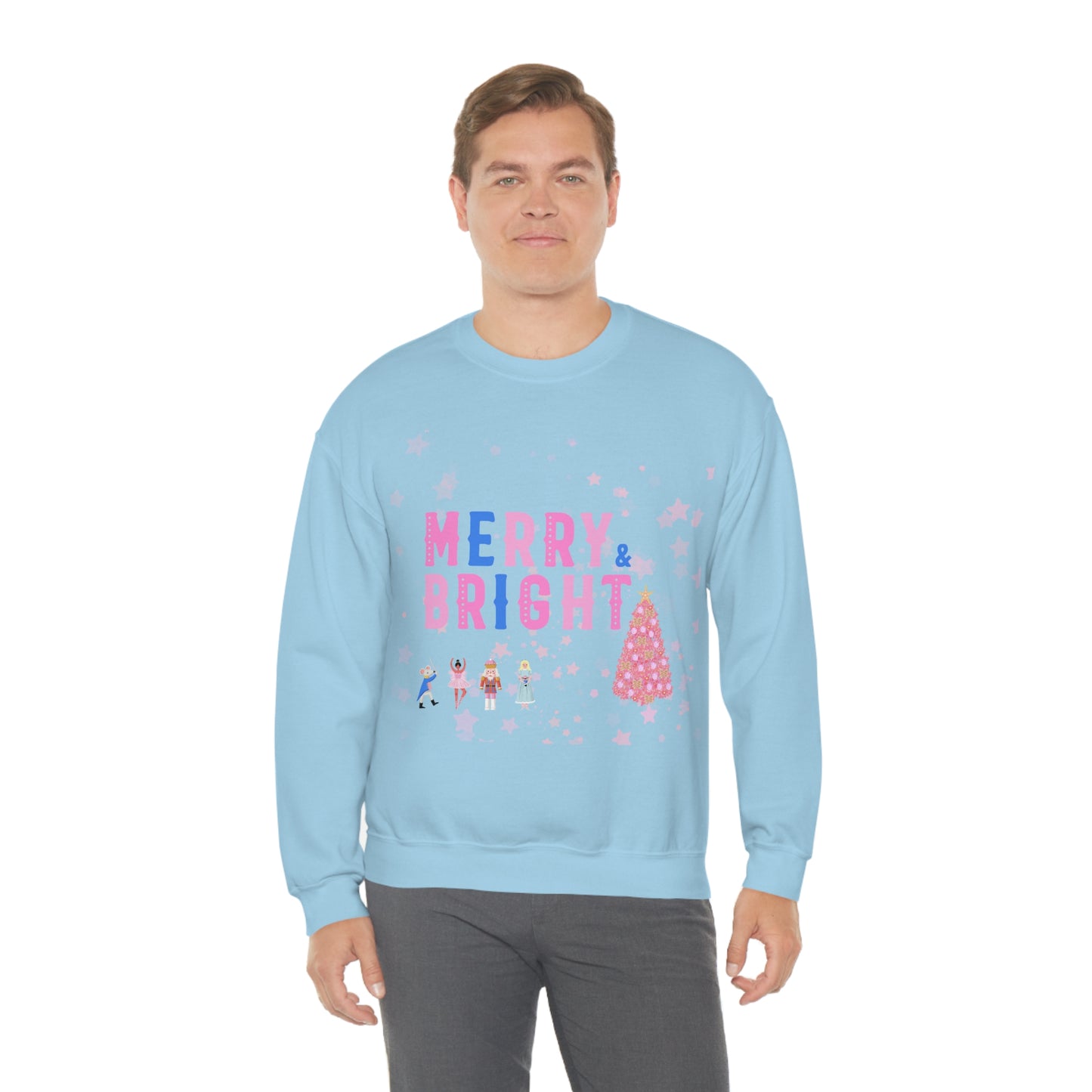 Pink Nutcracker Merry and Bright Minimalist Sweatshirt, Blue Nutcracker Sweatshirt, Trendy Christmas Sweatshirt, Pastel Xmas Crewneck