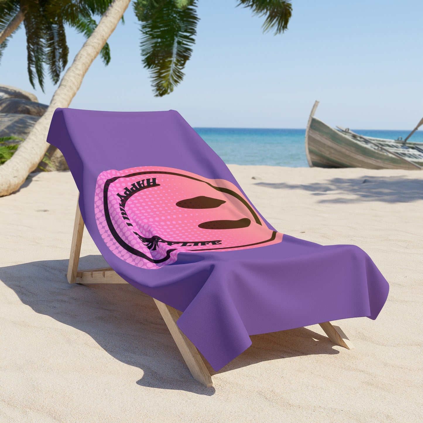 Aesthetic Smile Beach Towel, Happy Spirit Happy Life Towel, Sunset Smile Towel, Trendy Neon Ombre Towel, Summer Towel, Mental Health Towel