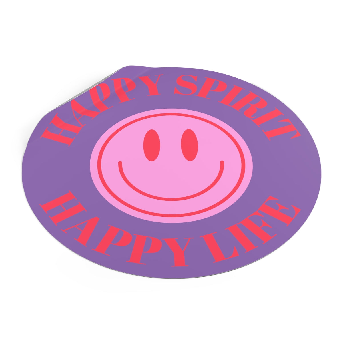 Happy Spirit Happy Life Round Vinyl Stickers, UV Smiley Stickers, Smile Sticker, Tumblr Retro Smile, VSCO Girl, Computer, Skateboard