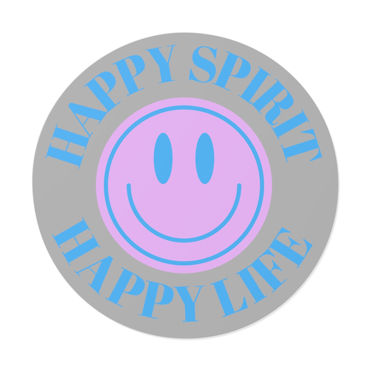Happy Spirit Happy Life Round Vinyl Stickers, UV Smiley Stickers, Smile Sticker, Tumblr Retro Smile, VSCO Girl, Computer, Skateboard