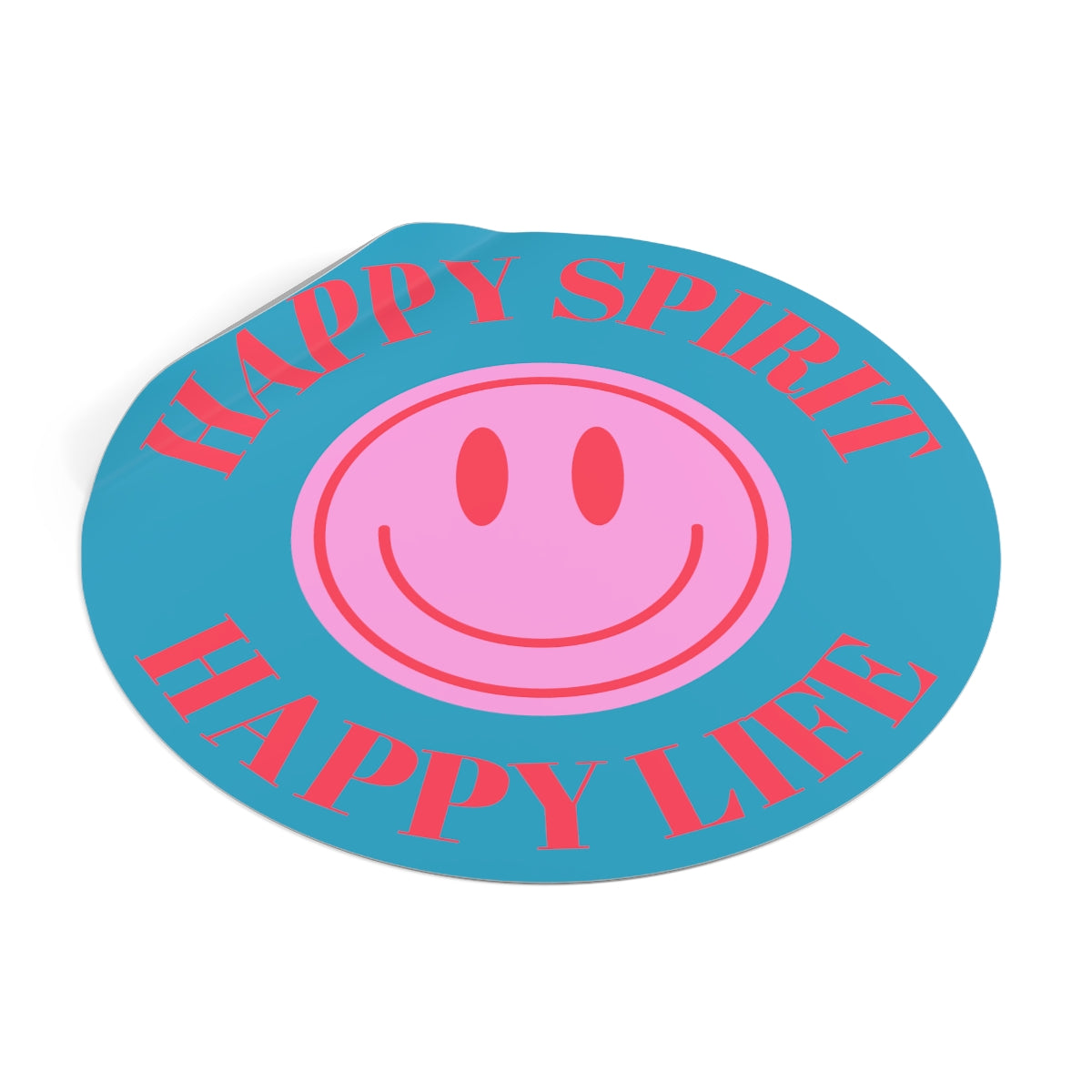 Happy Spirit Happy Life Round Vinyl Stickers, UV Smiley Stickers, Smile Sticker, Tumblr Retro Smile, VSCO Girl, Computer, Skateboard