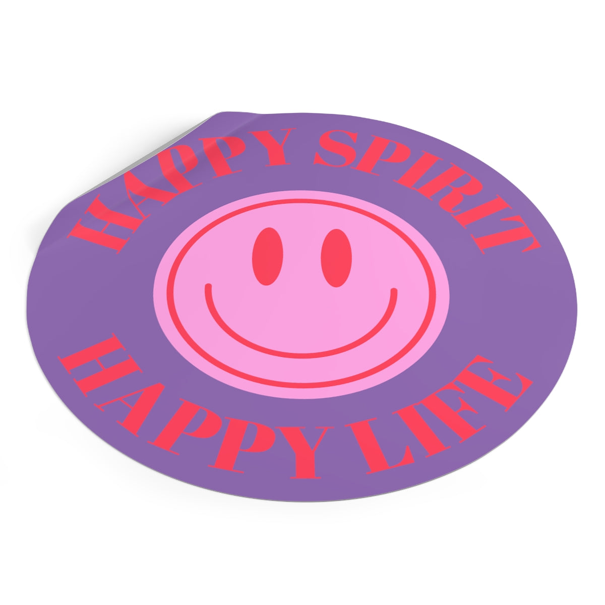 Happy Spirit Happy Life Round Vinyl Stickers, UV Smiley Stickers, Smile Sticker, Tumblr Retro Smile, VSCO Girl, Computer, Skateboard