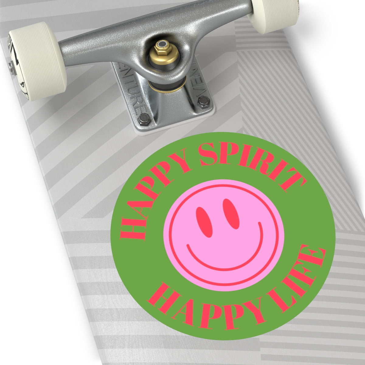 Happy Spirit Happy Life Round Vinyl Stickers, UV Smiley Stickers, Smile Sticker, Tumblr Retro Smile, VSCO Girl, Computer, Skateboard