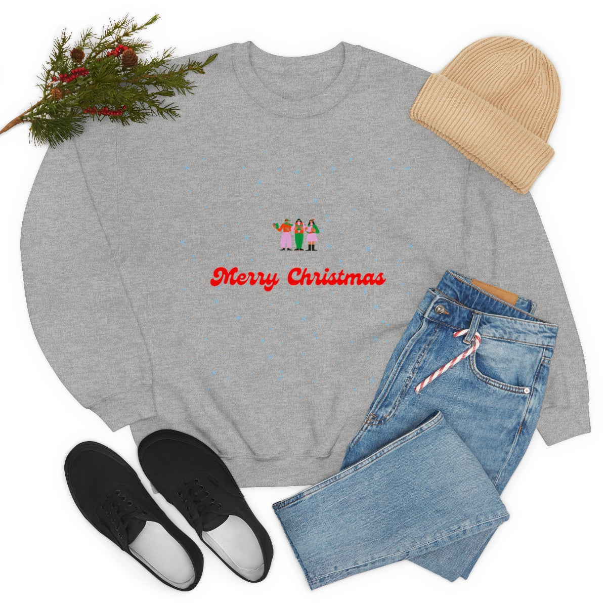 Pink Nutcracker Merry and Bright Minimalist Sweatshirt, Blue Nutcracker Sweatshirt, Trendy Christmas Sweatshirt, Pastel Xmas Crewneck