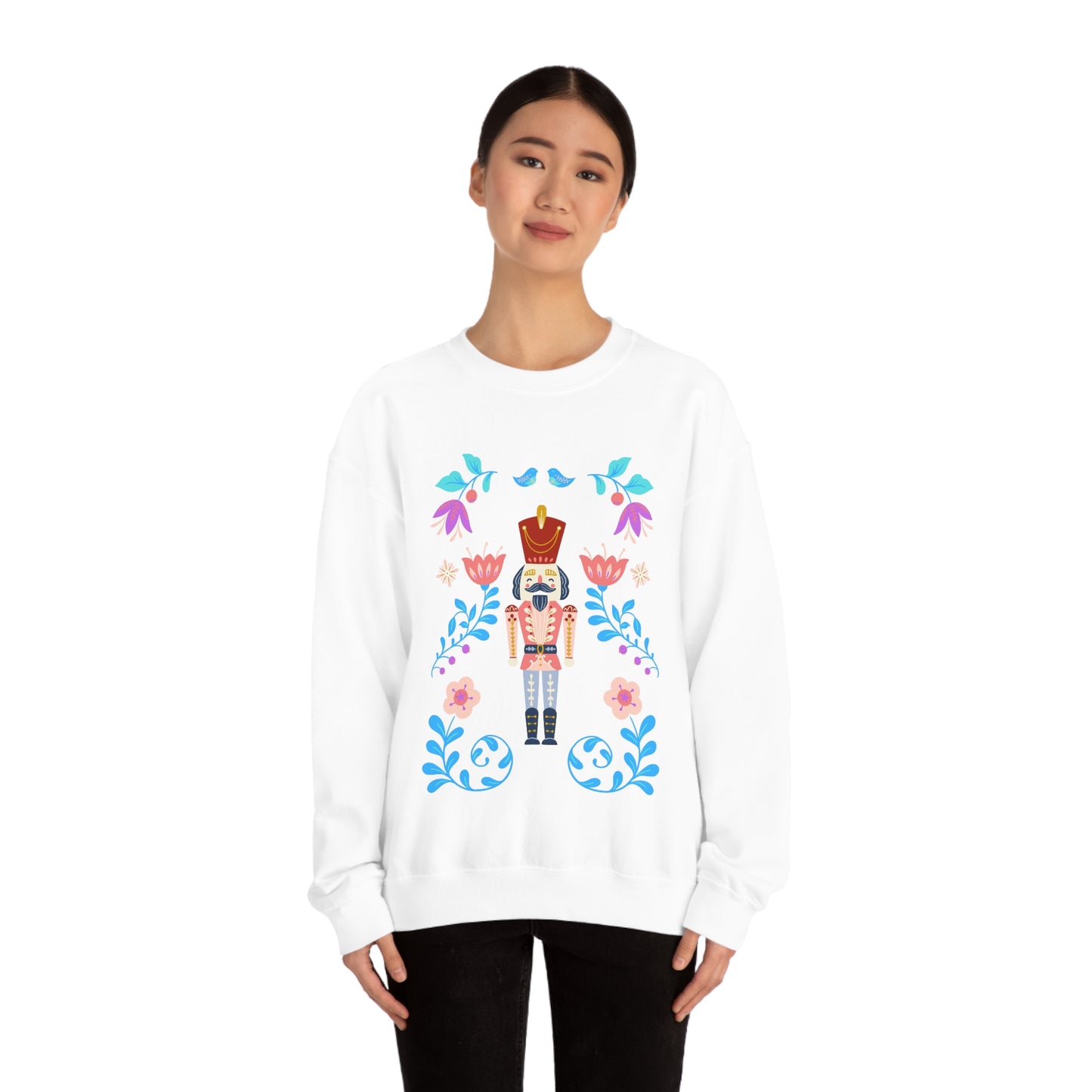 Nutcracker Modern Sweatshirt, Blue Nutcracker Sweatshirt, Trendy Christmas Minimalist Sweatshirt, Xmas Crewneck Bright Color Crew