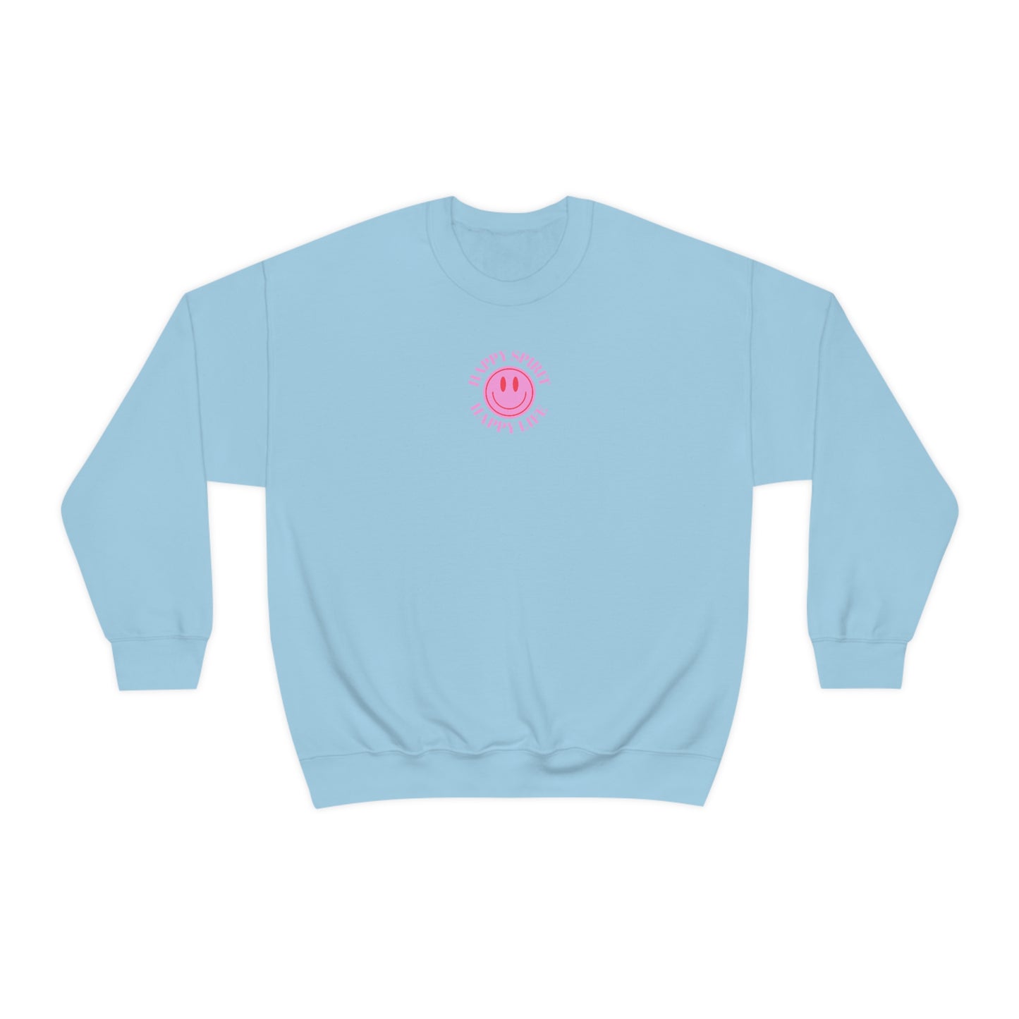 Copy of Happy Spirit Happy Life Sweatshirt, Gildan VSCO Girl Crewneck, Oversized Tumblr Front Back Print Smile Happy Mind Trendy Loungewear