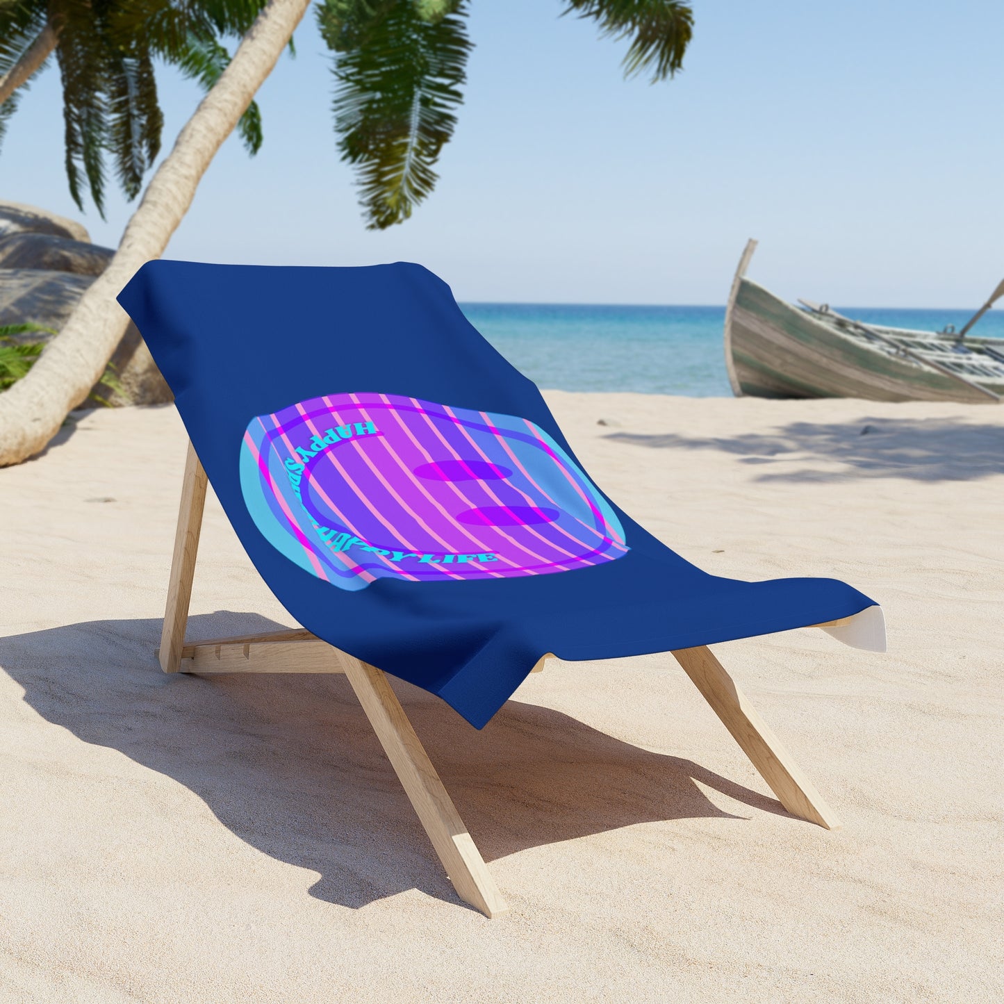 Aesthetic Smile Beach Towel, Happy Spirit Happy Life Towel, Sunset Smile Towel, Trendy Neon Ombre Towel, Summer Towel, Mental Health Towel