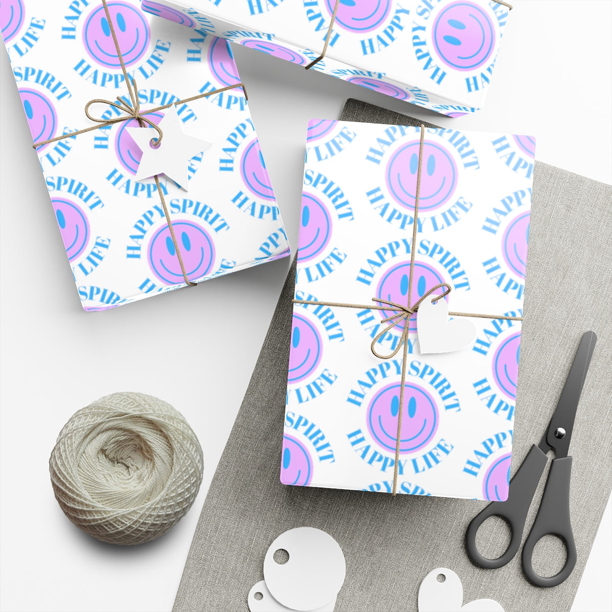 Purple Aesthetic Smile Face Gift Wrap Paper, Purple Smile Wrapping Paper, Pastel Christmas Paper, Lavender Holiday Wrapping Paper